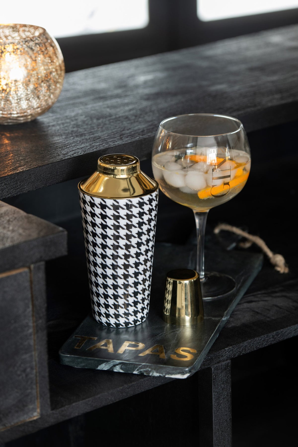 Bicchieri da gin tonic J-Line 88 cl trasparenti/oro – 4 pezzi