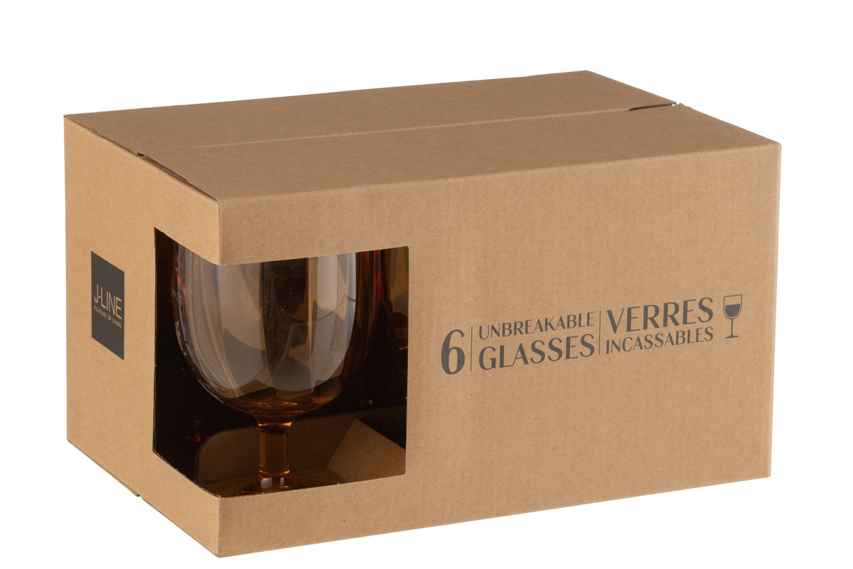 J-Line Bicchiere da vino 31 cl infrangibile arancione - 6 pezzi