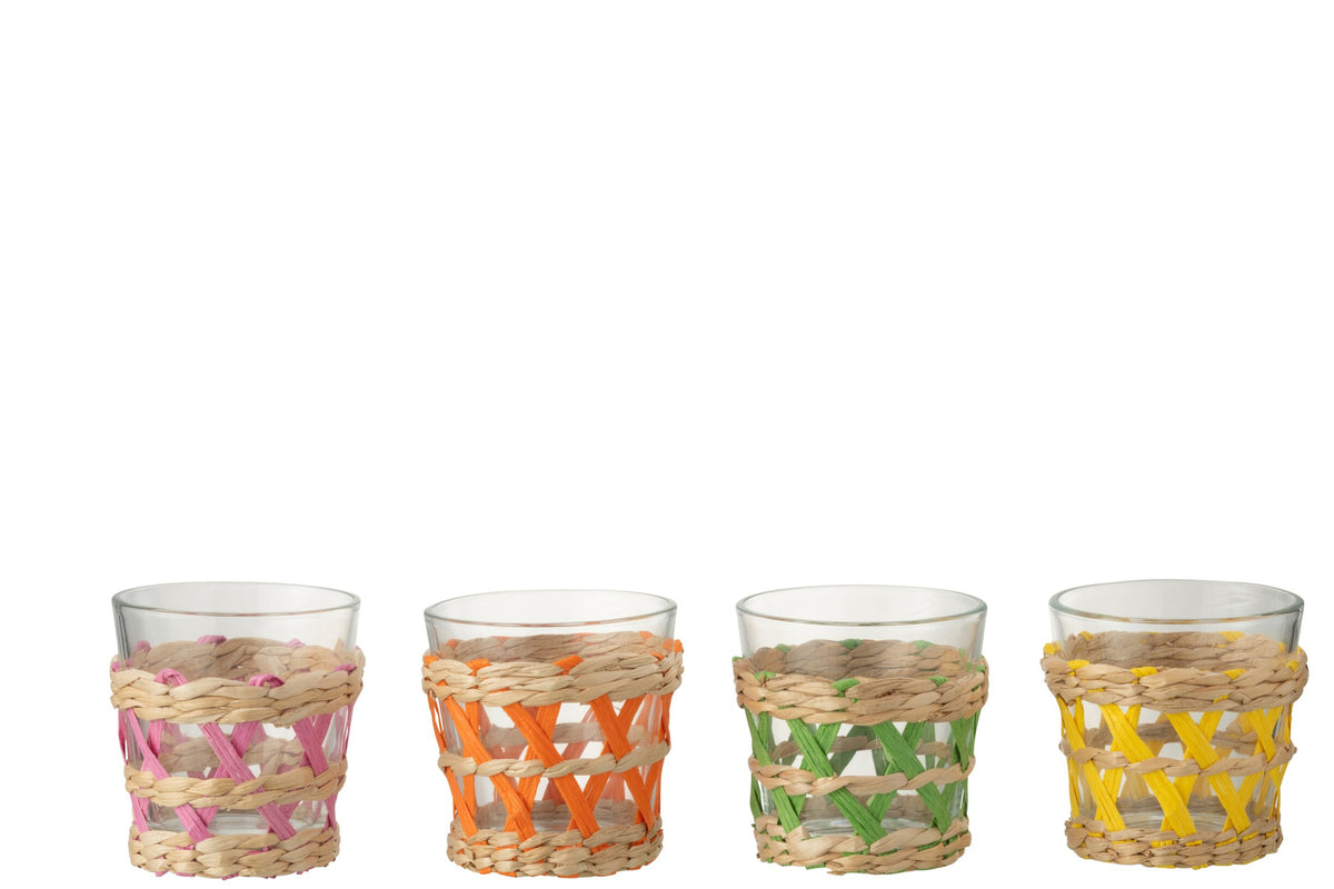 Bicchiere da acqua J-Line da 18,5 cl, intrecciato, piccolo, assortito – 4 pezzi
