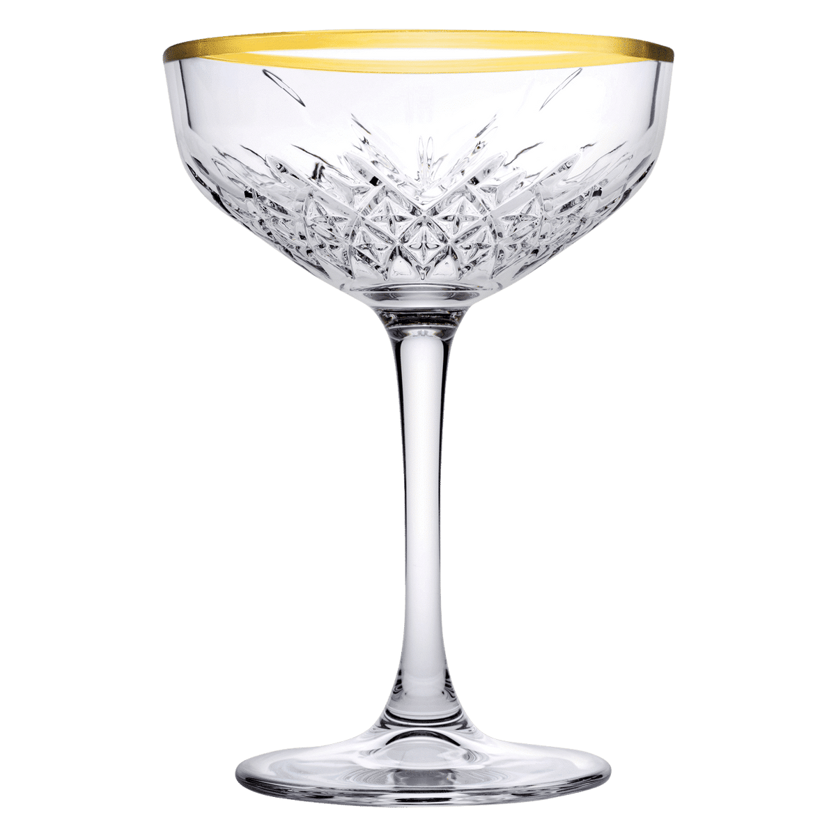 Pasabahce Timeless Champagneglas / Coupe 27 Cl Gouden Rand - 4 Stuks - Glazen.nl