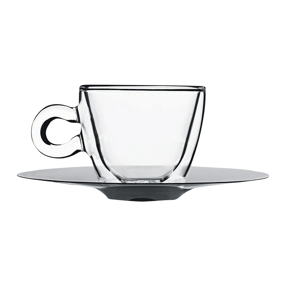 Luigi Bormioli Thermic Glass Espressoglas 6,5 Cl Met Rvs Schotel - 2 Stuks - Glazen.nl