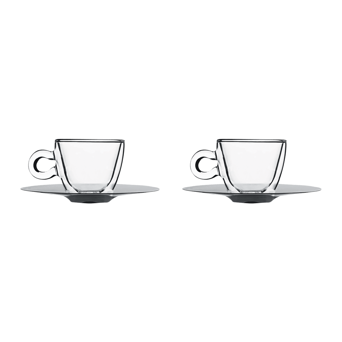 Luigi Bormioli Thermic Glass Espressoglas 6,5 Cl Met Rvs Schotel - 2 Stuks - Glazen.nl