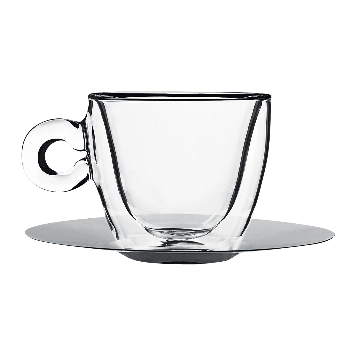 Luigi Bormioli Thermic Glass Cappuccinoglas 16,5 Cl Met Rvs Schotel - 2 Stuks - Glazen.nl