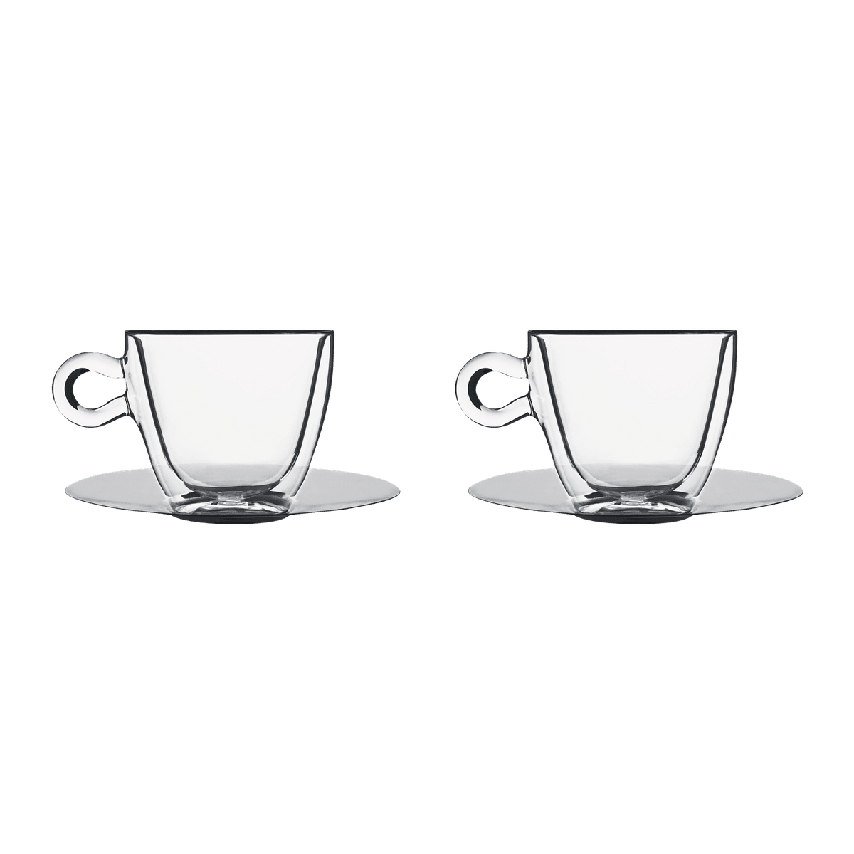 Luigi Bormioli Thermic Glass Koffieglas 30 Cl Met Rvs Schotel - 2 Stuks - Glazen.nl