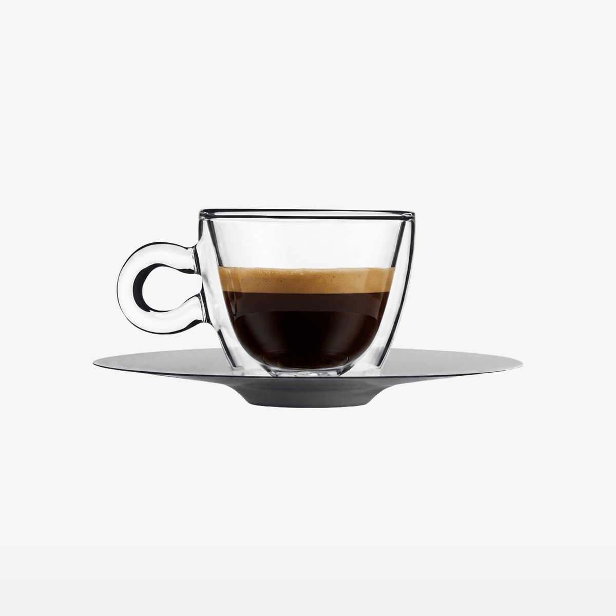 Luigi Bormioli Thermic Glass Espressoglas 6,5 Cl Met Rvs Schotel - 2 Stuks - Glazen.nl