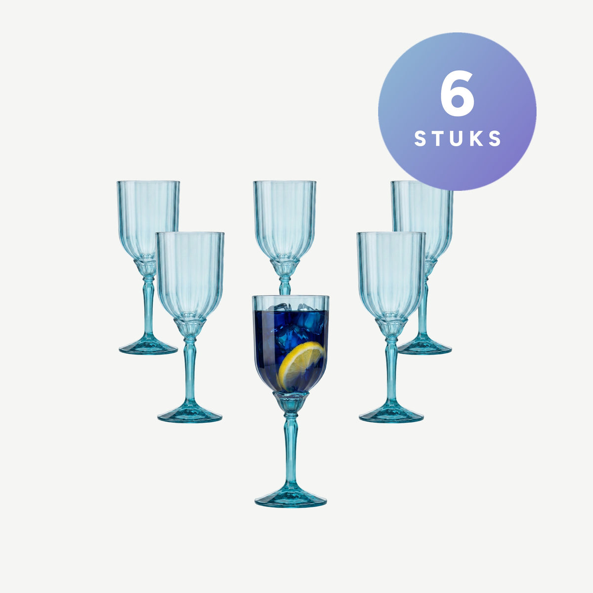 Set van 6 stuks Bormioli Rocco Florian Cocktailglas 24,5 Cl Blauw