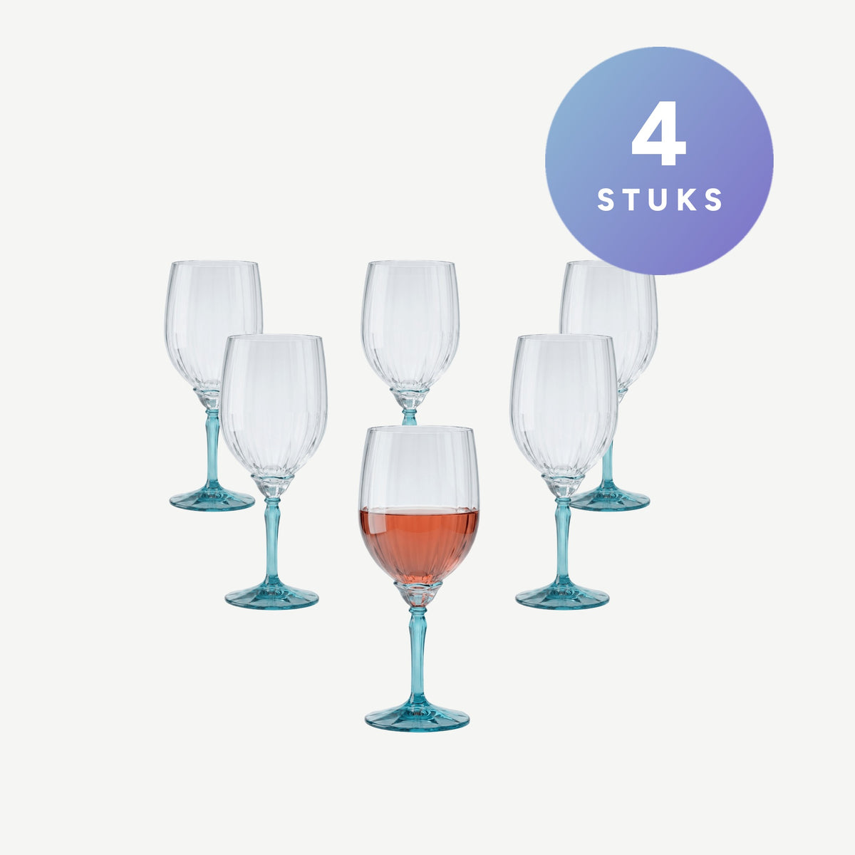 Set van 4 stuks Bormioli Rocco Florian Wijnglas 53,5 Cl Blauw