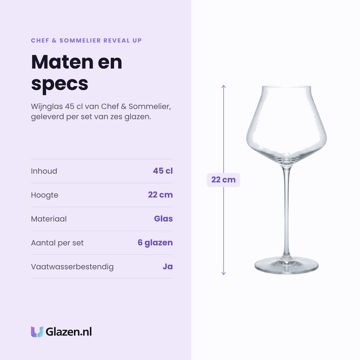 Chef & Sommelier Reveal Up Intense wijnglas 45 cl specificaties: inhoud 45 cl, hoogte 22 cm, glas, set van 6