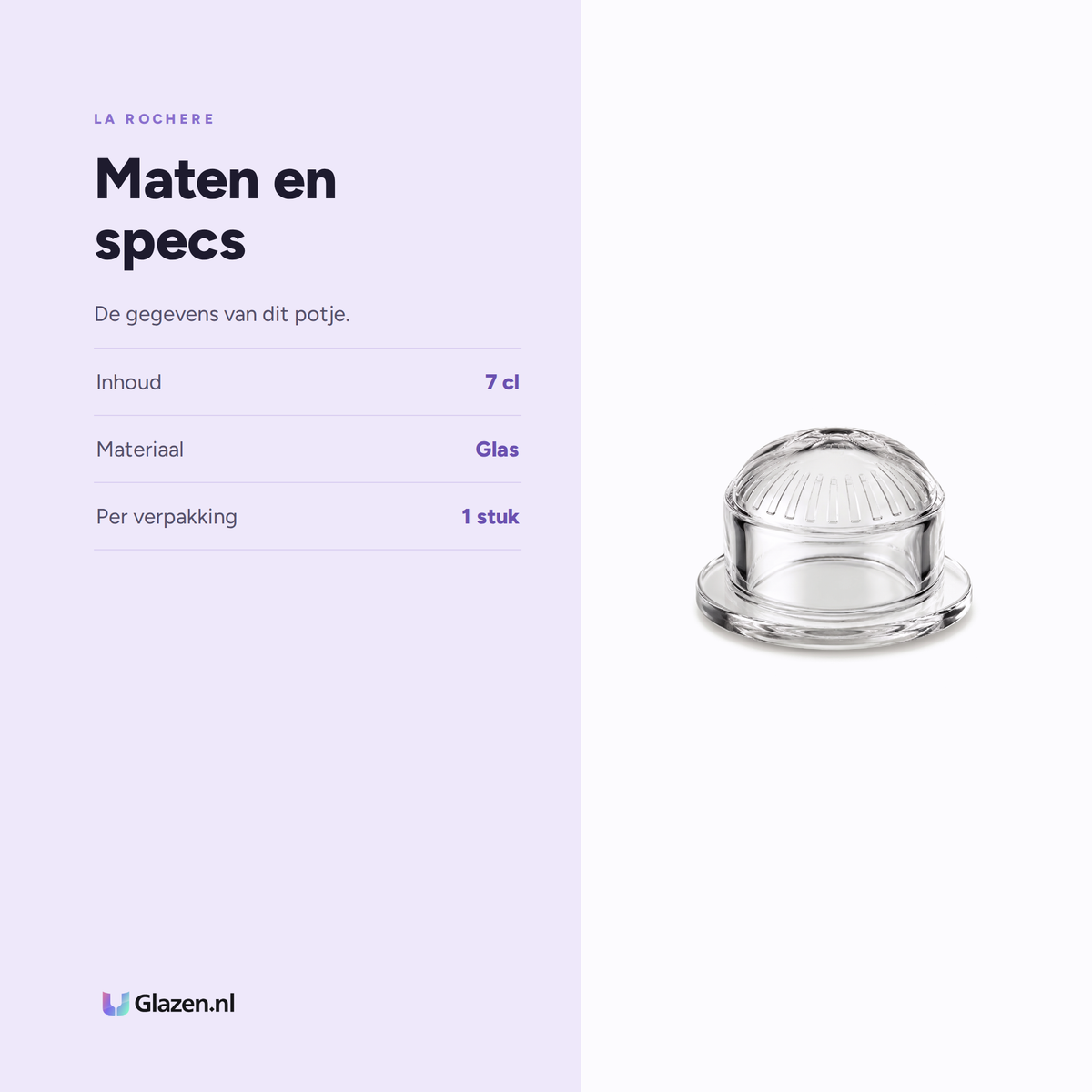 Maten en specs van de La Rochere Boterpotje met Deksel 7 Cl Ouessant - 1 Stuk