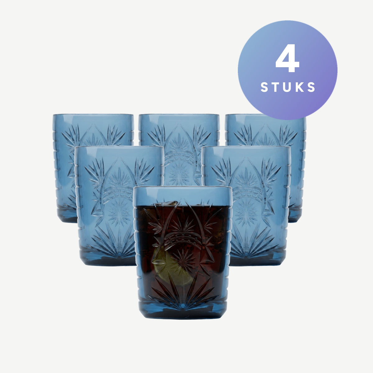 Set van 4 stuks van de Royal Leerdam Starla Tumbler Blauw 35 Cl