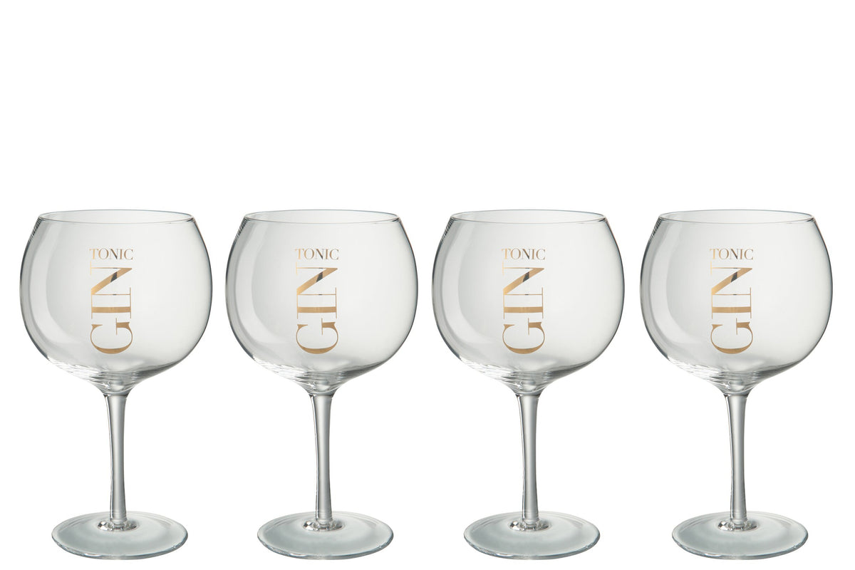 Bicchieri da gin tonic J-Line 88 cl trasparenti/oro – 4 pezzi