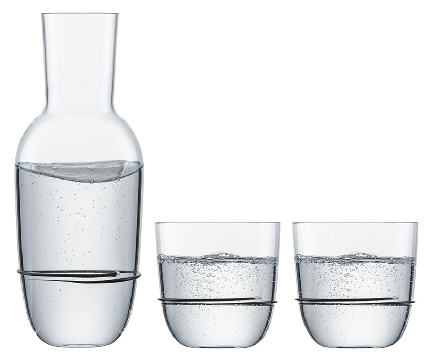 Set Zwiesel Glas Aura con caraffa e 2 bicchieri tumbler neri – 3 pezzi