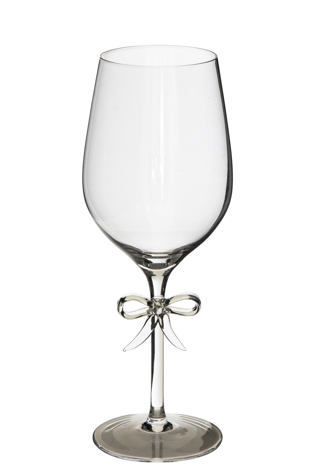 J-Line bicchiere da vino con fiocco rosso trasparente