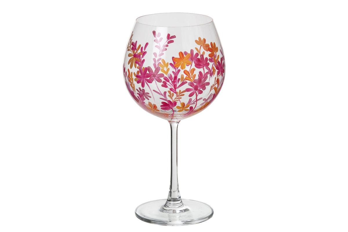 J-Line Bicchiere da vino Fiori Rosa/Arancione