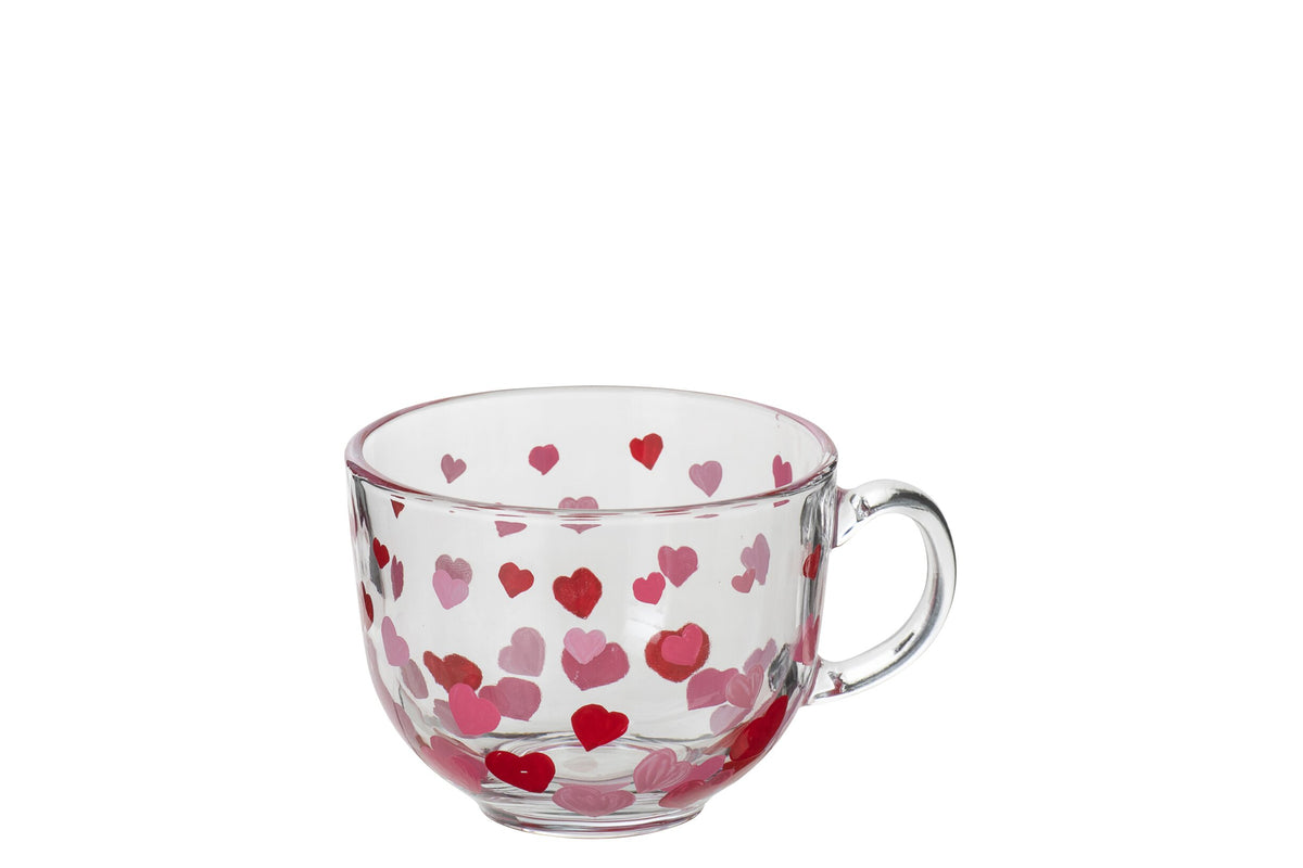 Bicchiere da acqua J-Line a forma di cuore rosso/rosa