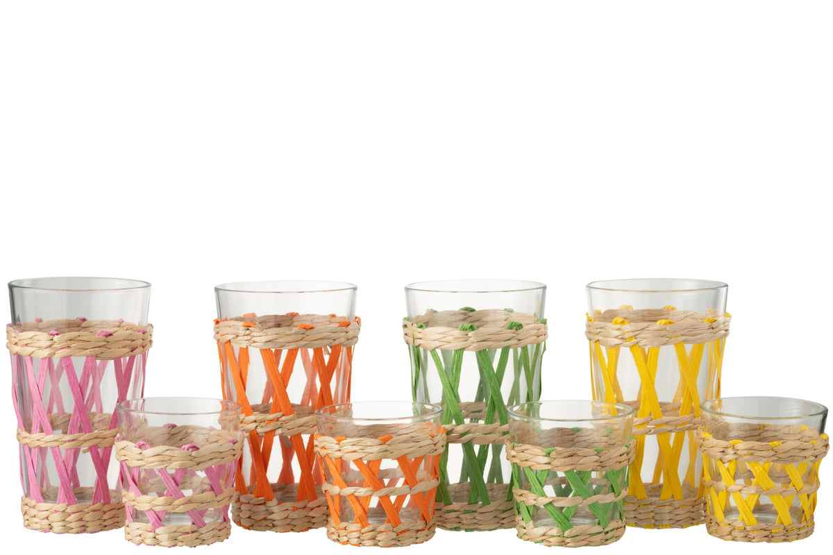 J-Line bicchiere d’acqua da 45 cl intrecciato grande assortito – 4 pezzi