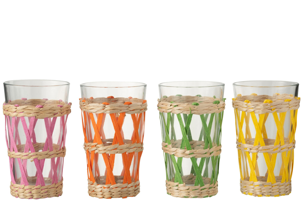 J-Line bicchiere d’acqua da 45 cl intrecciato grande assortito – 4 pezzi
