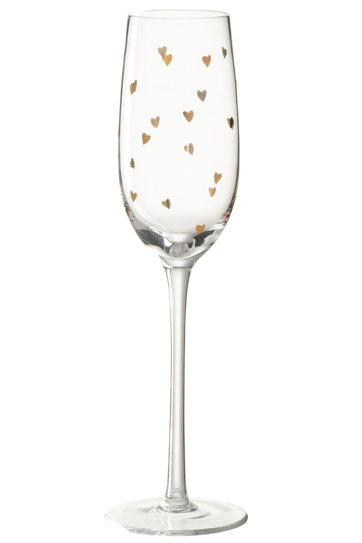 Bicchiere da champagne J-Line 22 cl a forma di cuore trasparente/oro