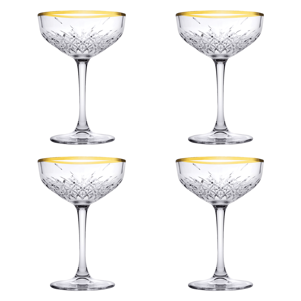 Pasabahce Timeless Champagneglas / Coupe 27 Cl Gouden Rand - 4 Stuks - Glazen.nl