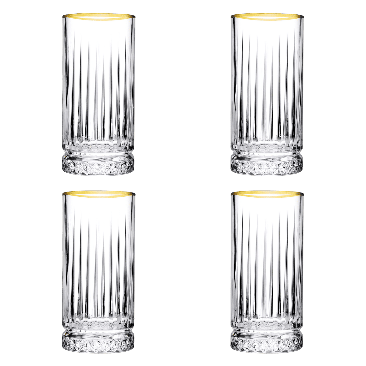 Pasabahce Elysia Longdrinkglas 28 Cl Gouden Rand - 4 Stuks - Glazen.nl