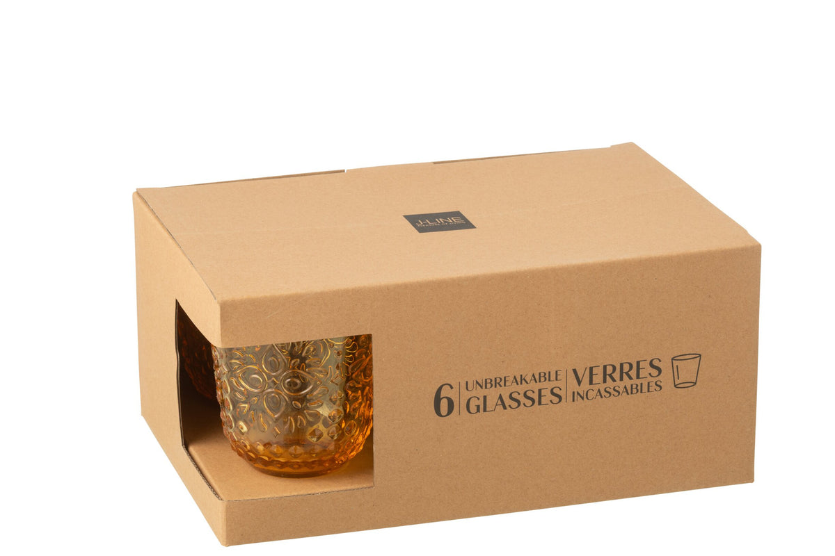 J-Line Bicchiere d’acqua 47,3 Cl Infrangibile Giallo - 6 Pezzi