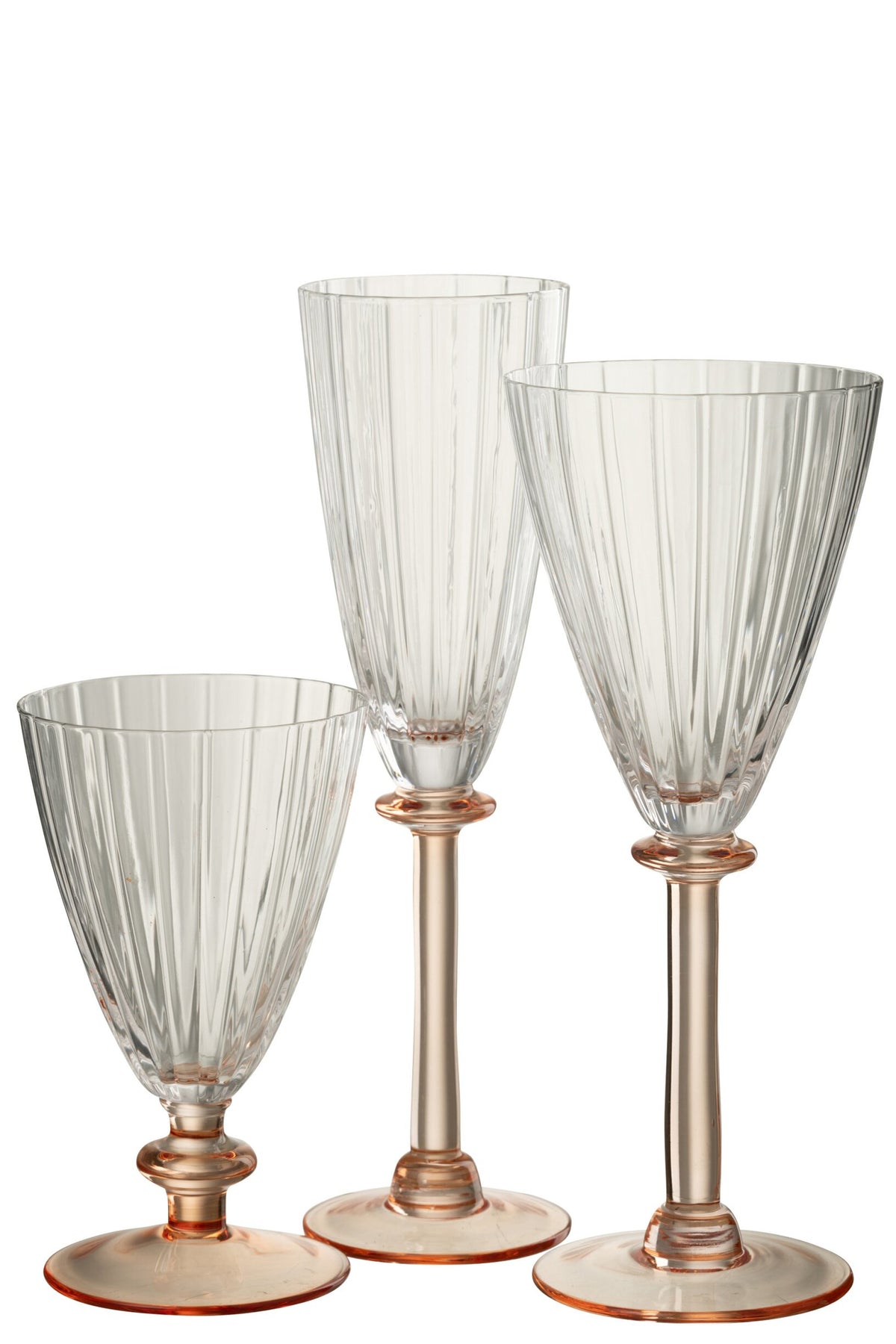 J-Line Striped Champagne Glass Transparent/Salmon Pink