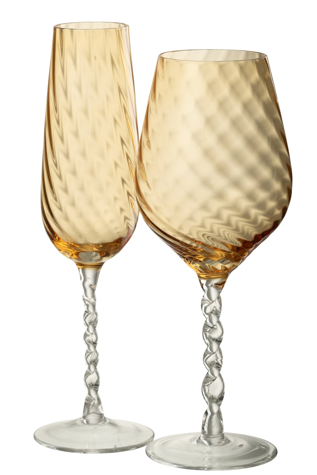 Bicchiere da champagne J-Line a righe color caramello