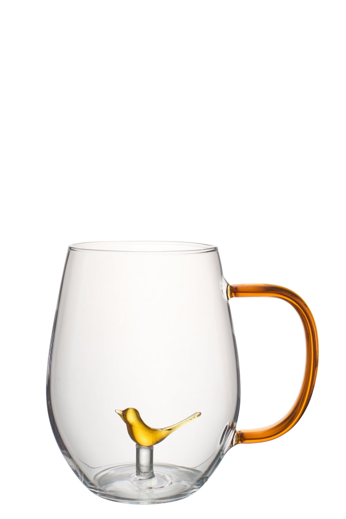J-Line Water Glass 35 cl Bird with Handle Ochre Yellow/Transparent