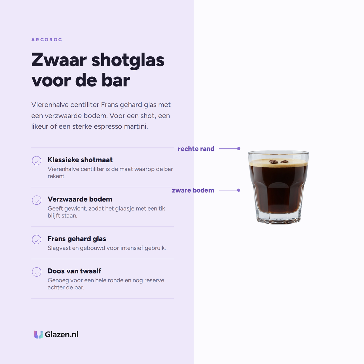 Arcoroc Granity Shotglas 4,5 cl eigenschappen