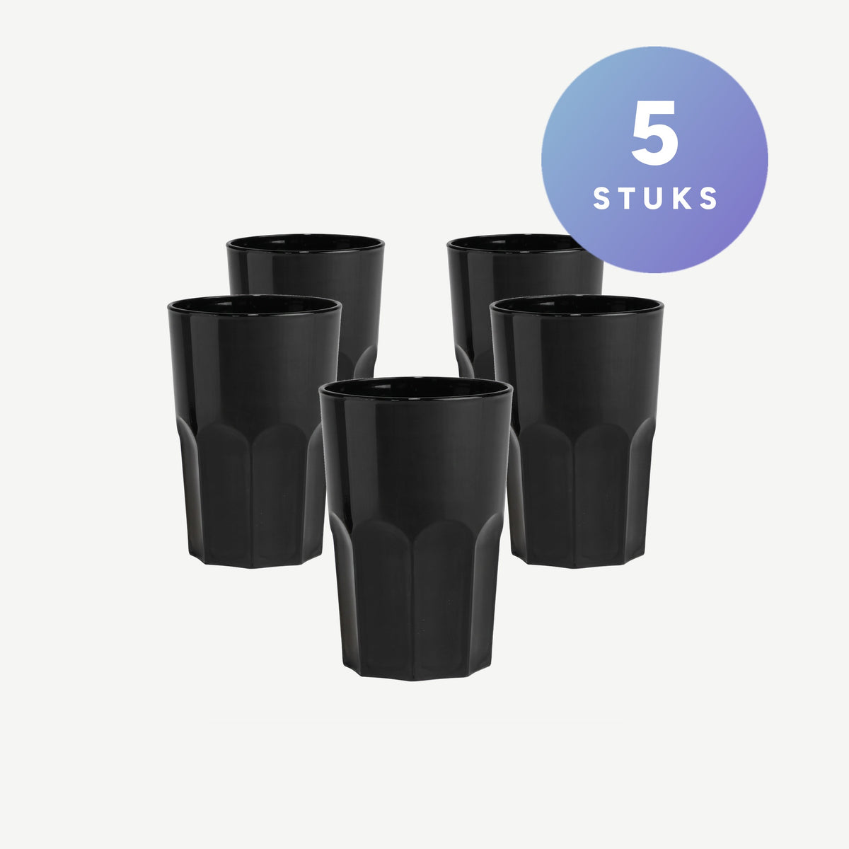 Set van 5 stuks Bar Professional Granity Longdrinkglas Zwart Onbreekbaar 40 Cl