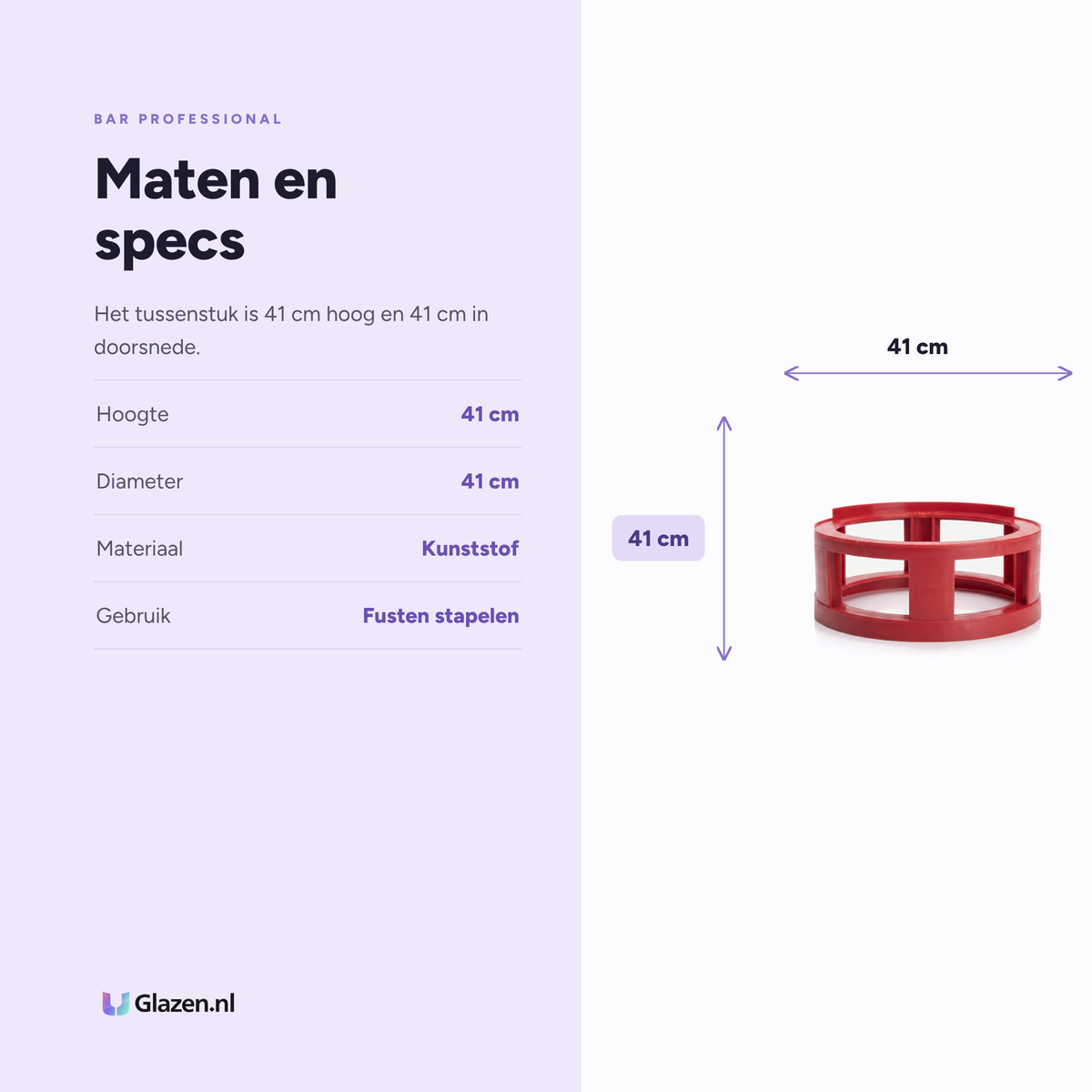Maten en specificaties van Keg Spacer Fusttussenstuk van Bar Professional