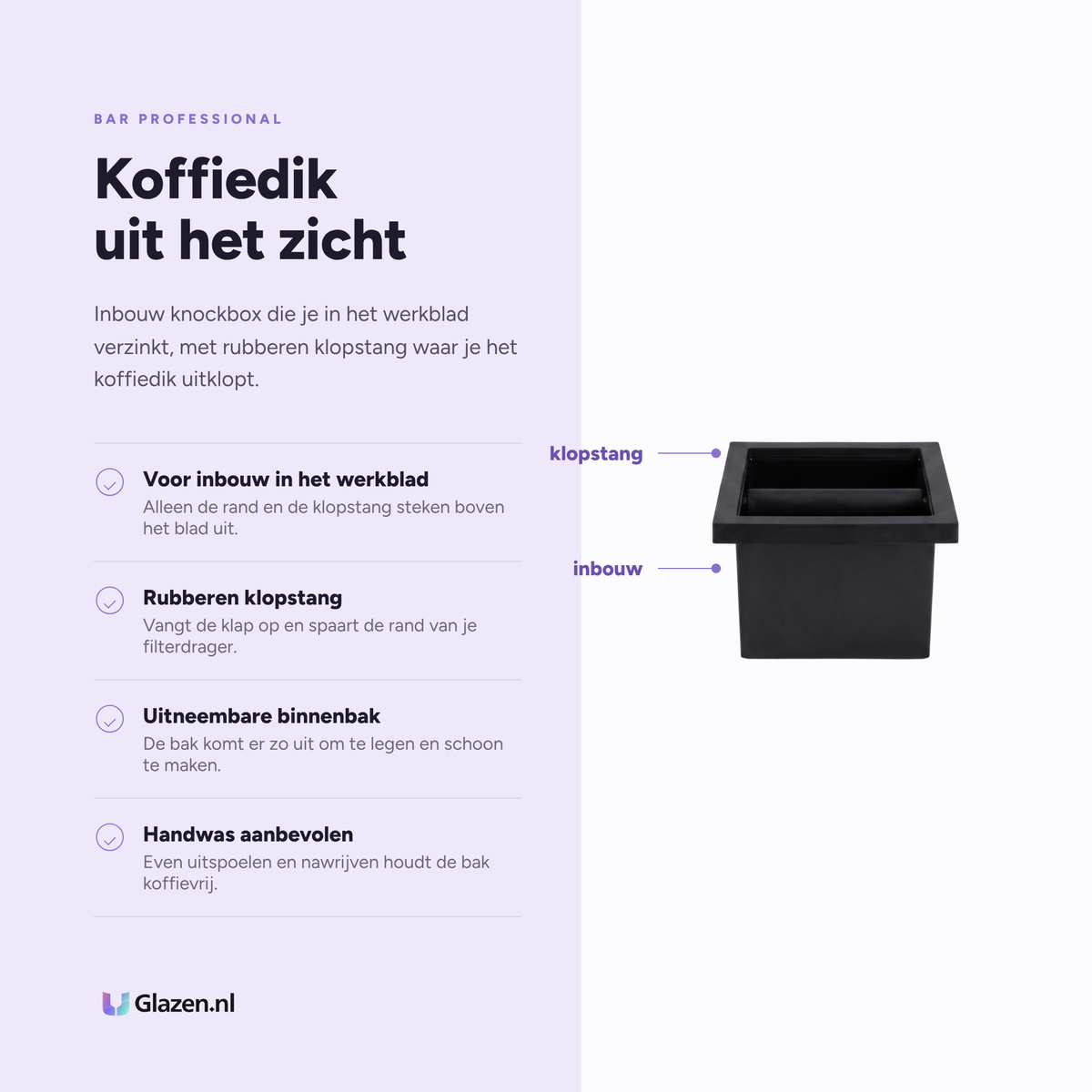 Eigenschappen van Knockbox Inbouw Zwart van Bar Professional