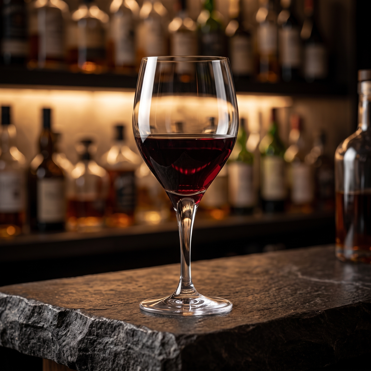 Chef & Sommelier Sensation Exalt Wijnglas 41 Cl met rode wijn op een donkere bar