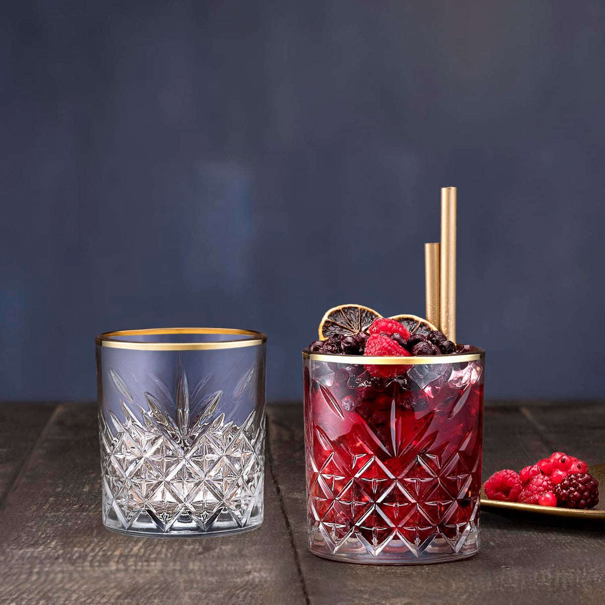 Pasabahce Timeless Tumbler 35,5 Cl Gouden Rand - 4 Stuks - Glazen.nl