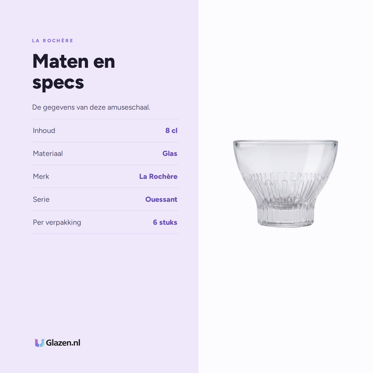 Maten en specs van La Rochère Ouessant Amuse Schaal 8 Cl - 6 Stuks