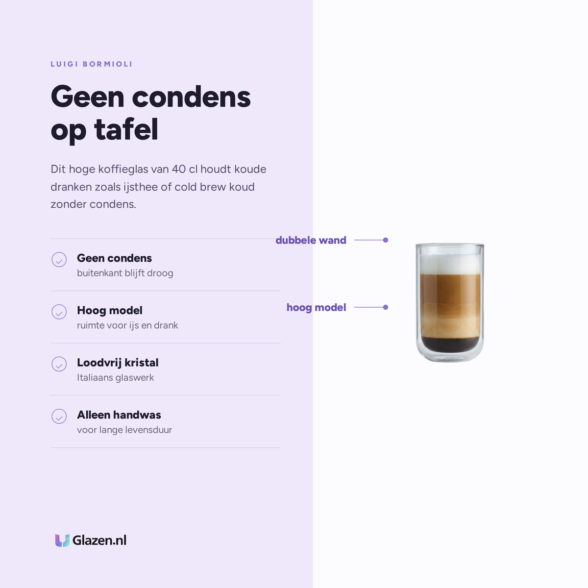 Eigenschappen van Luigi Bormioli Thermic Glass Koffieglas 40 Cl Sublime Beverage