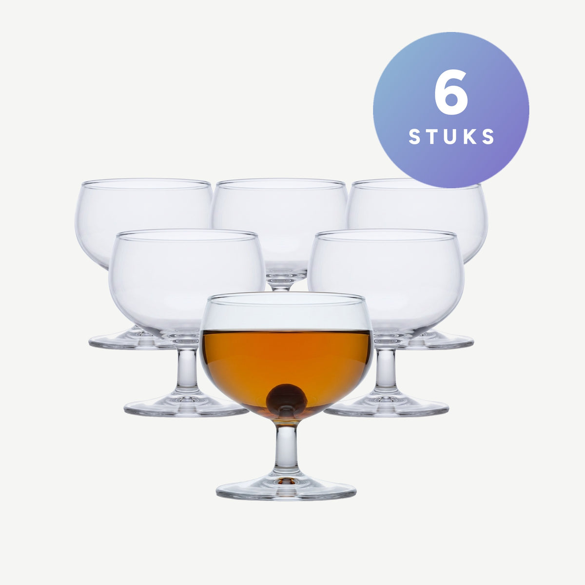 Set van 6 stuks Royal Leerdam Gilde Likeurglas 11 Cl - 6 Stuks op een gebroken witte achtergrond