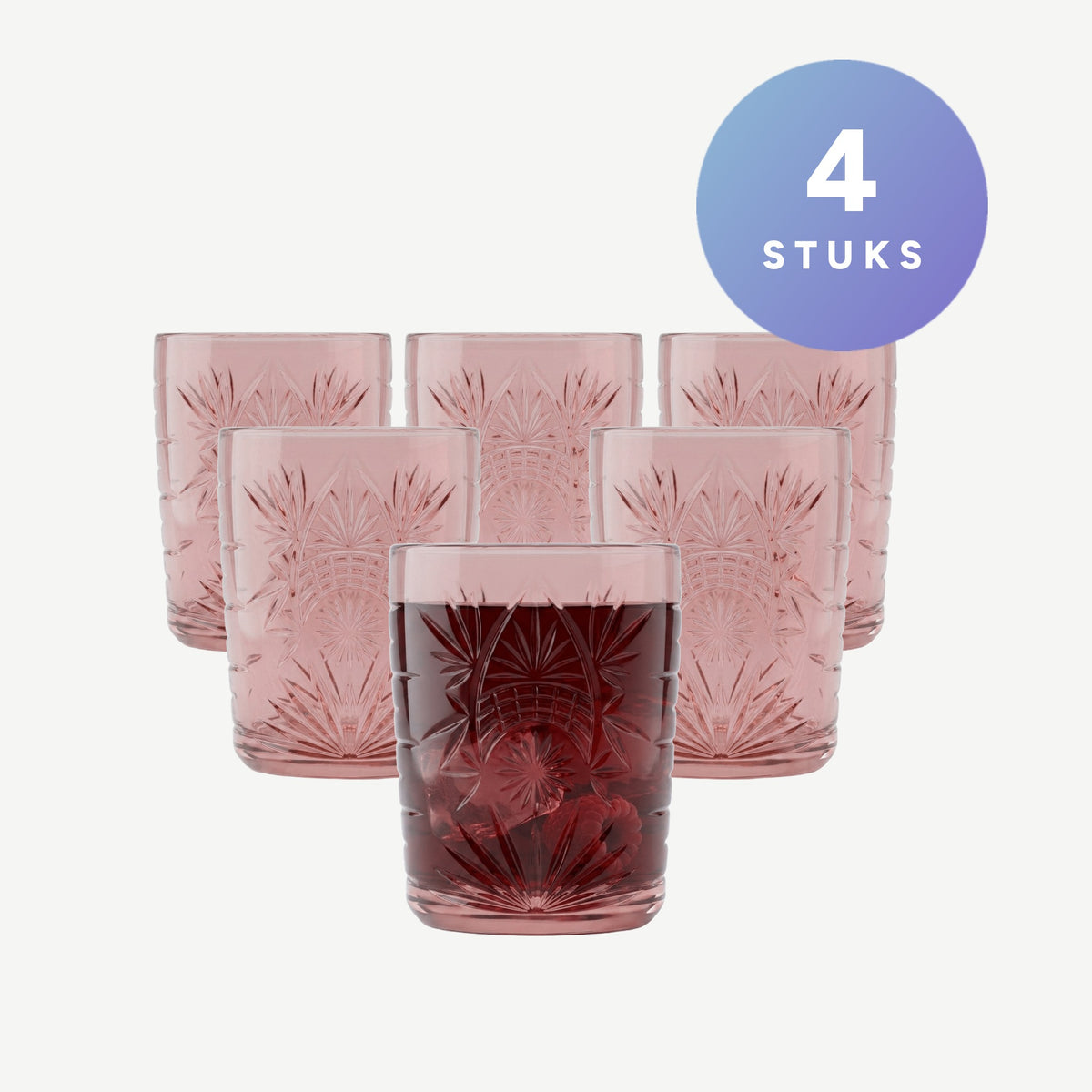 Set van 4 stuks van de Royal Leerdam Starla Tumbler Roze 35 Cl